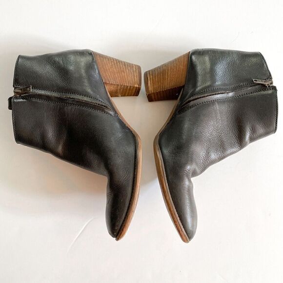 Madewell The Billie Ankle Boots Women 10 Zip Black Leather Stacked Block Heel - Picture 6 of 12